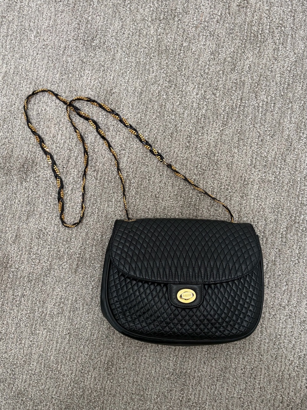 Bally Black Quilted Crossbody with Gold-Tone Chain Strap